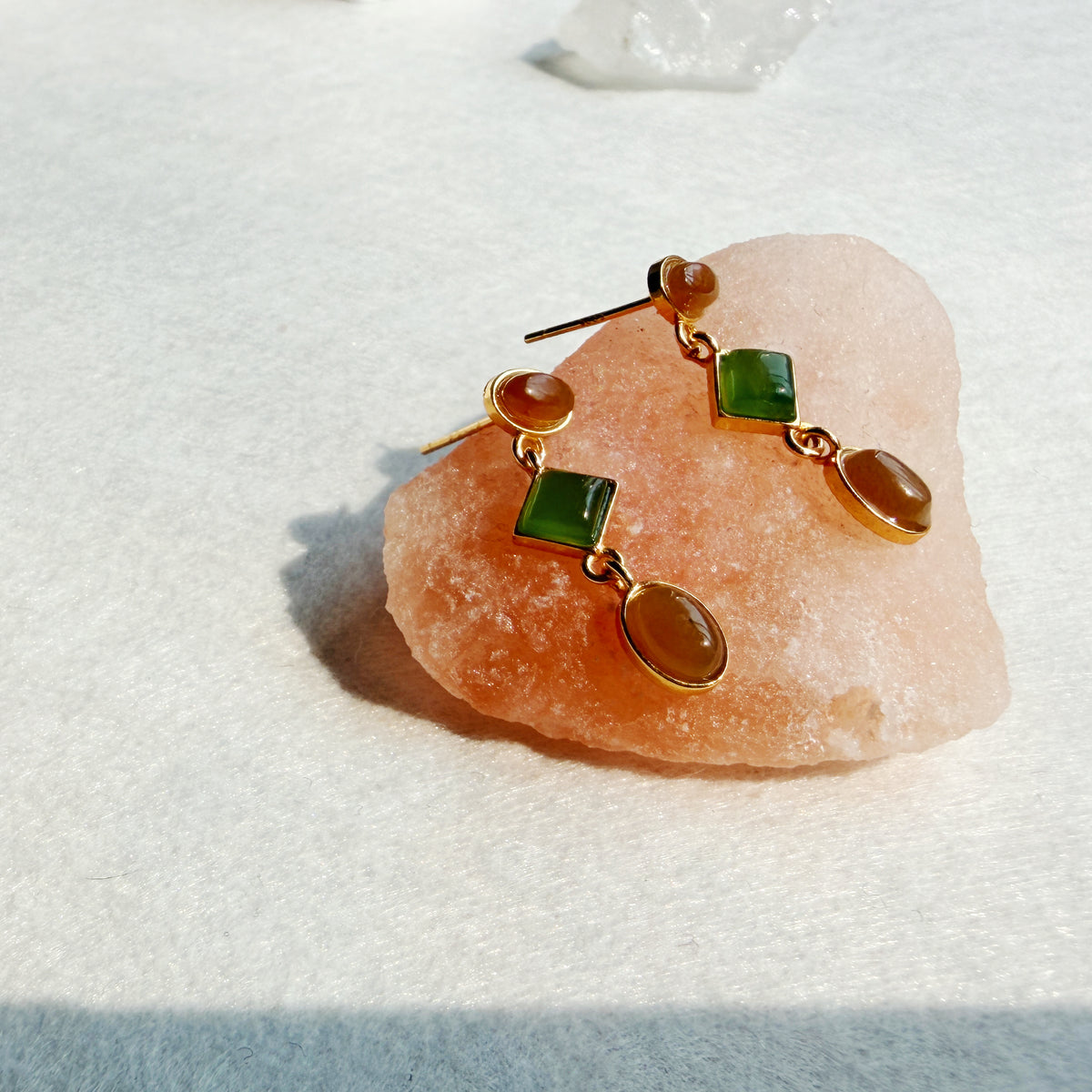 Natural He Tian Jade Earrings