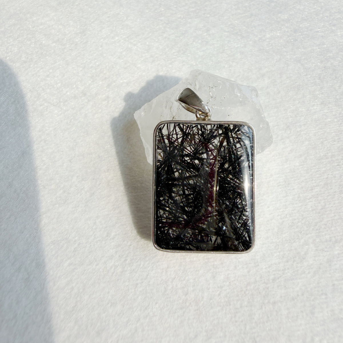 Natural Blackhair Rutilated Quartz Pendant