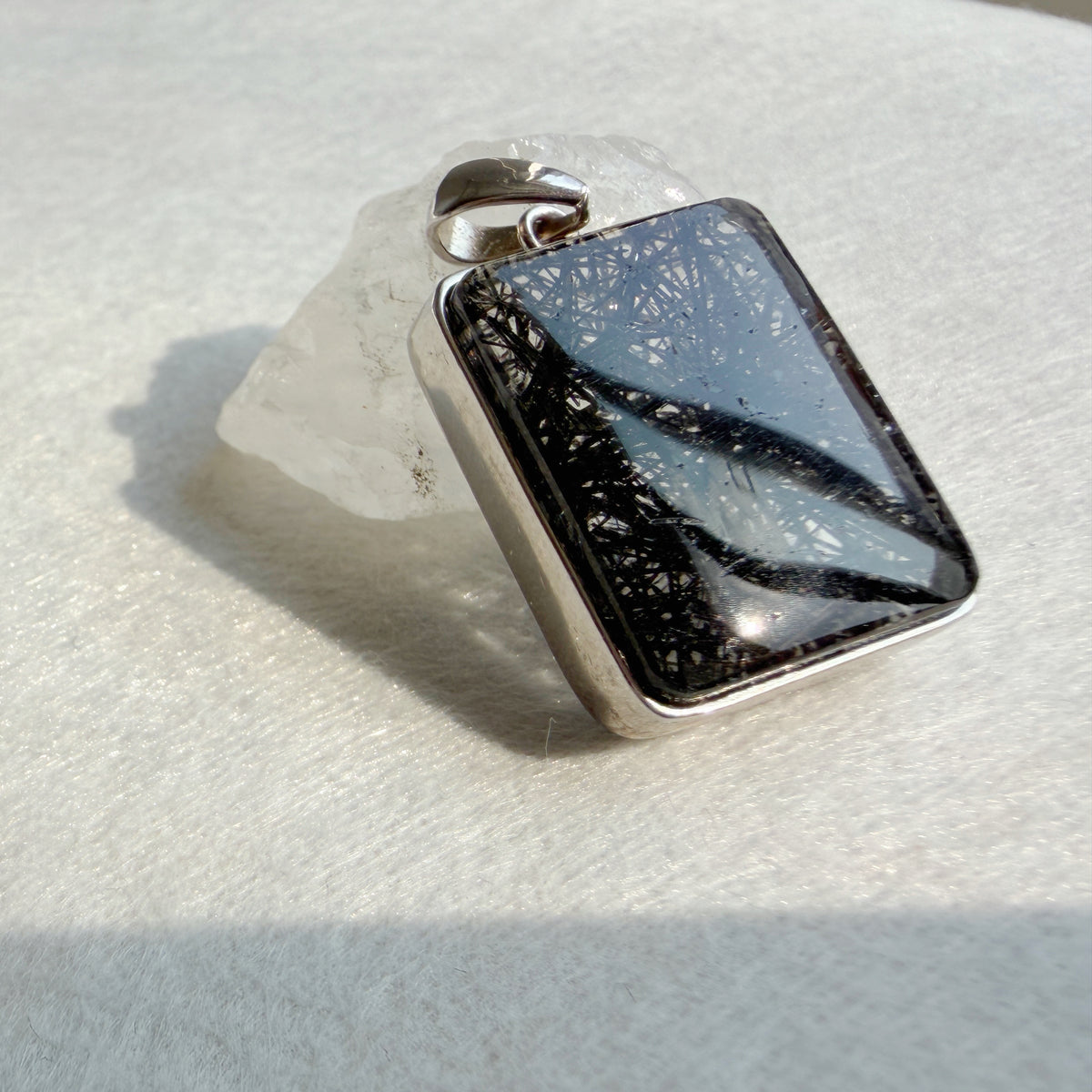 Natural Blackhair Rutilated Quartz Pendant