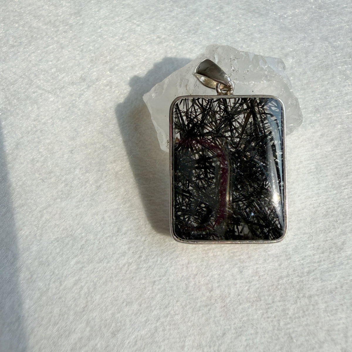 Natural Blackhair Rutilated Quartz Pendant