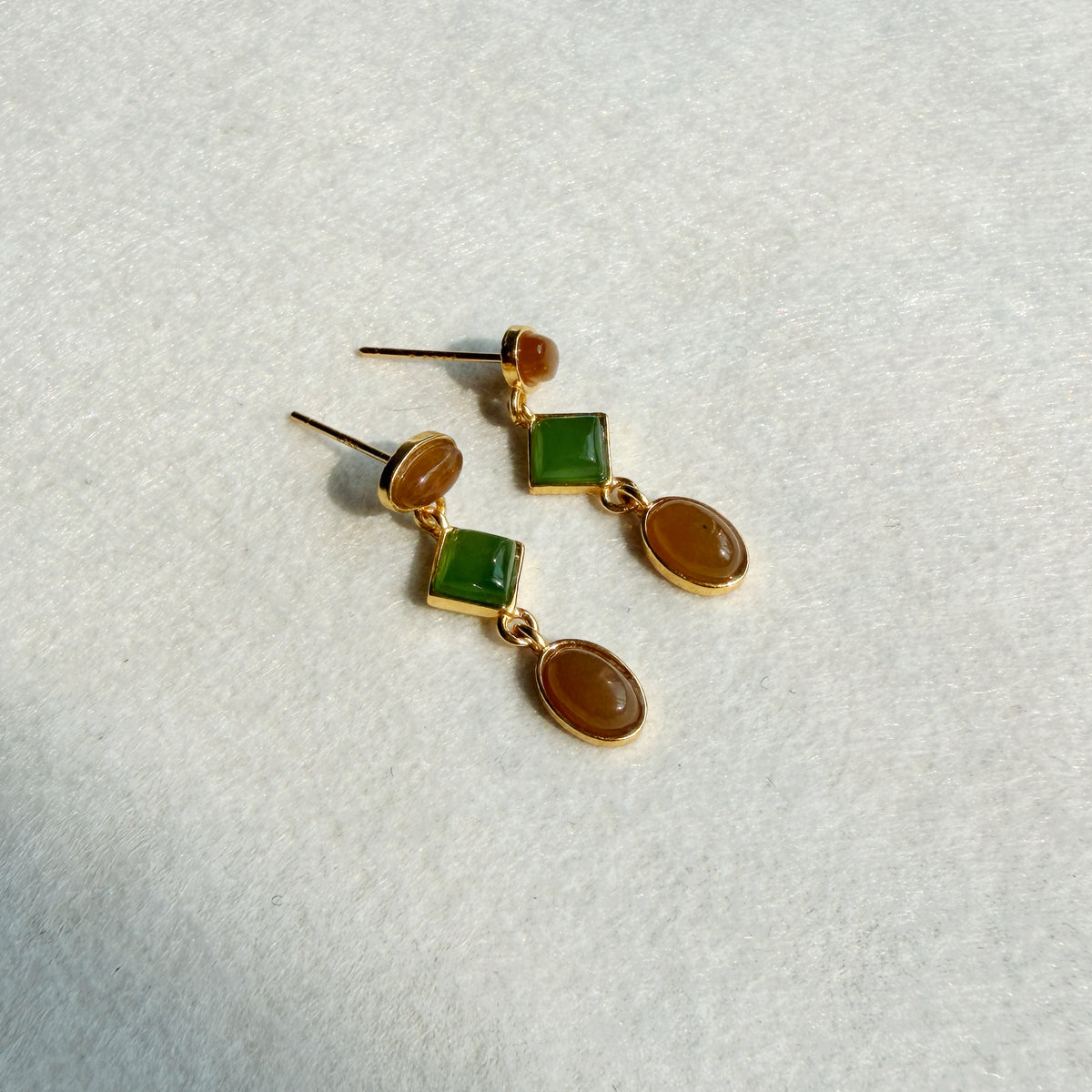 Natural He Tian Jade Earrings