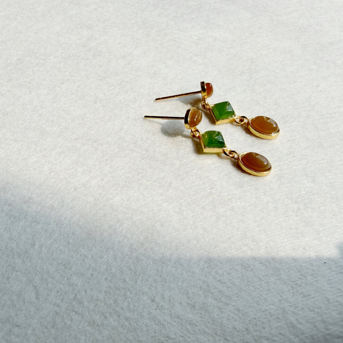 Natural He Tian Jade Earrings
